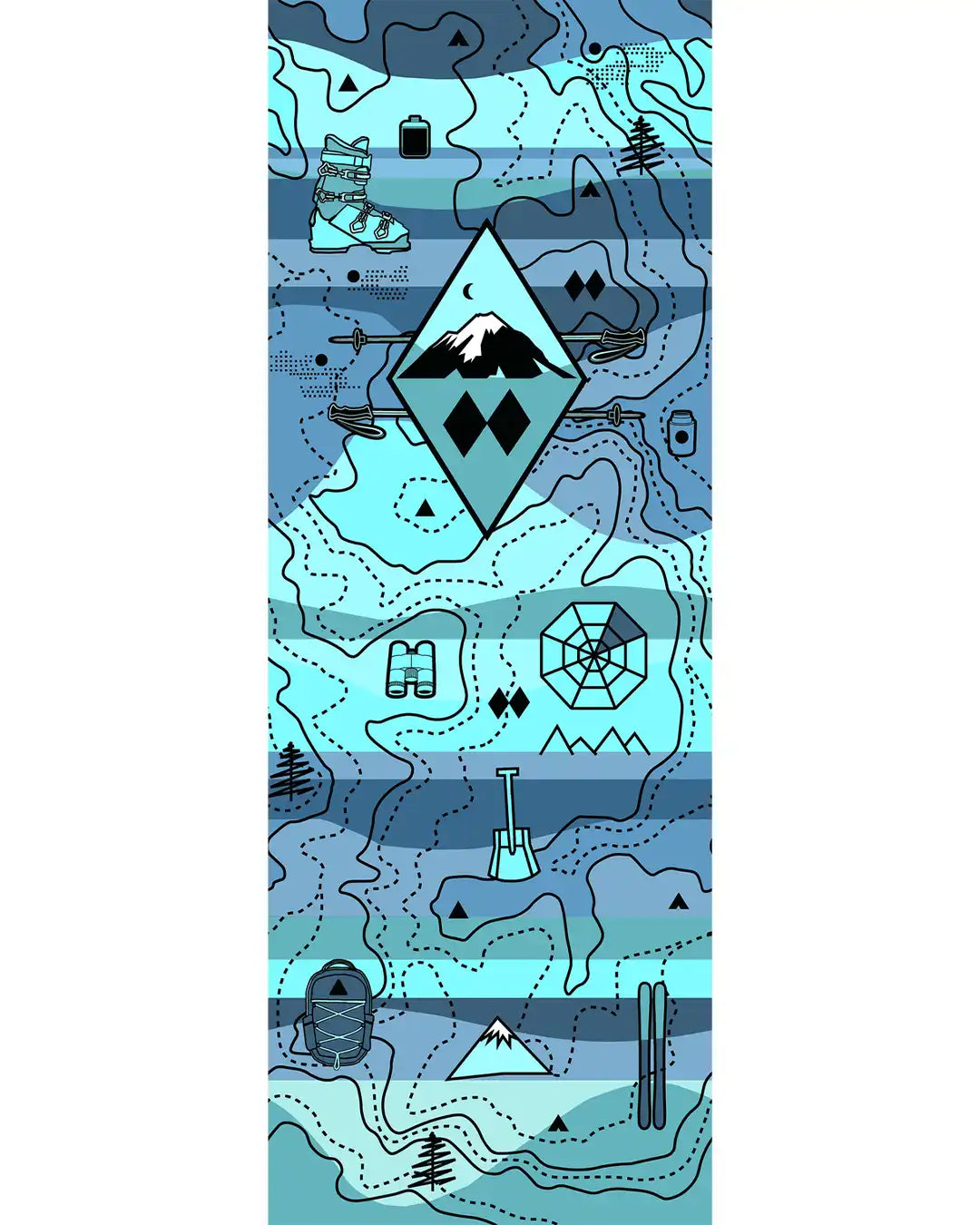 Women's Ski Topo Treasures Print OTC Thermal Socks - Nightfall Blue