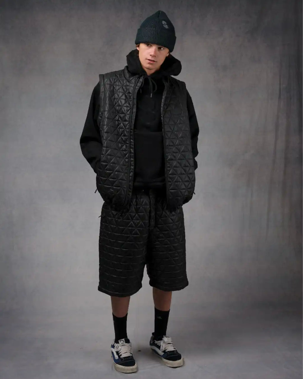 Convertible Micro Puffer Winter Jacket - Black