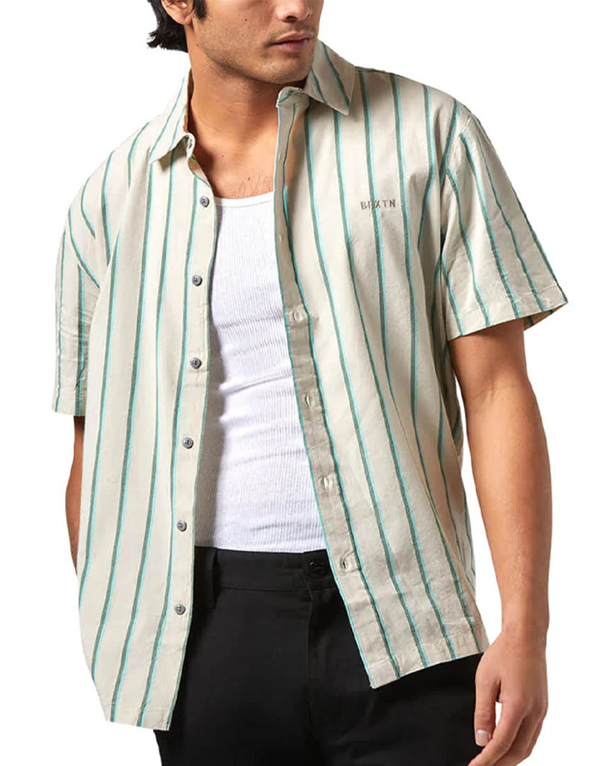 Cru Stripe Shirt - Beige/Pine Needle