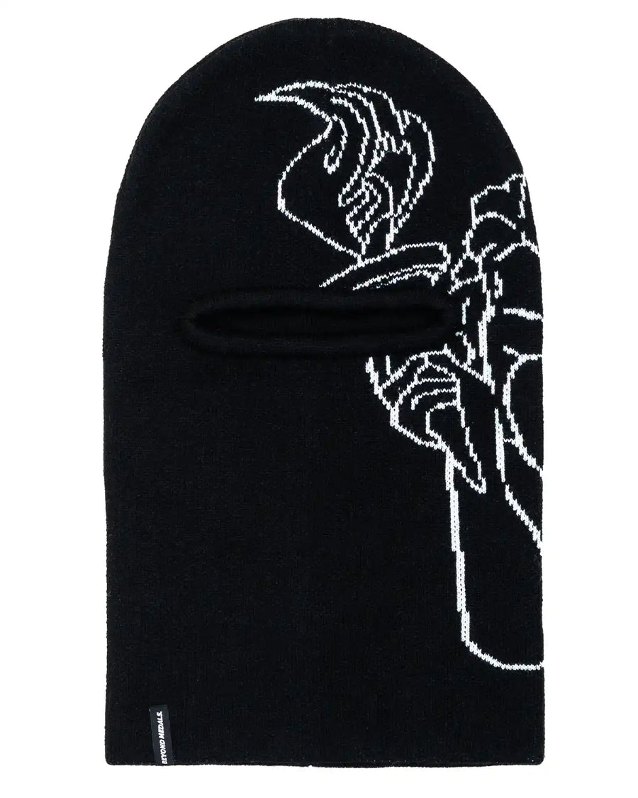 Neck Warmer Jaquard Knit Balaclava - Black