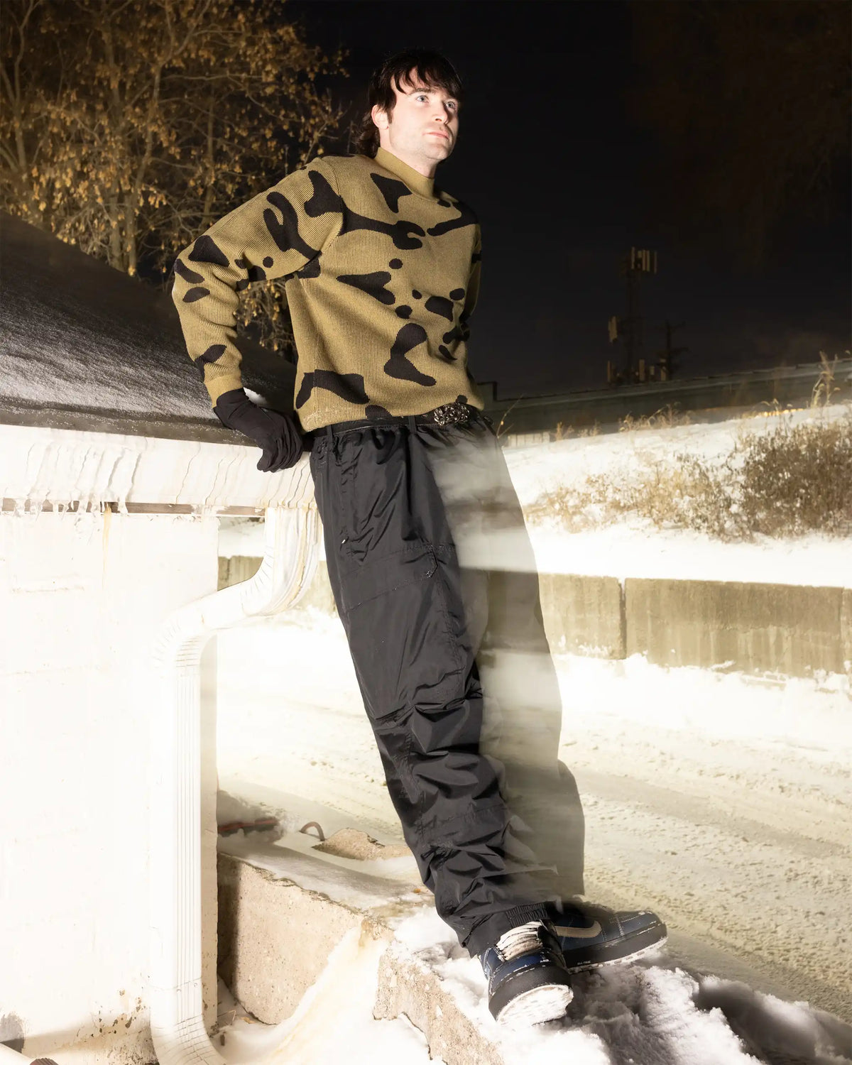 HOWL Heavy Knit Polo Sweatshirt - Black – view 3