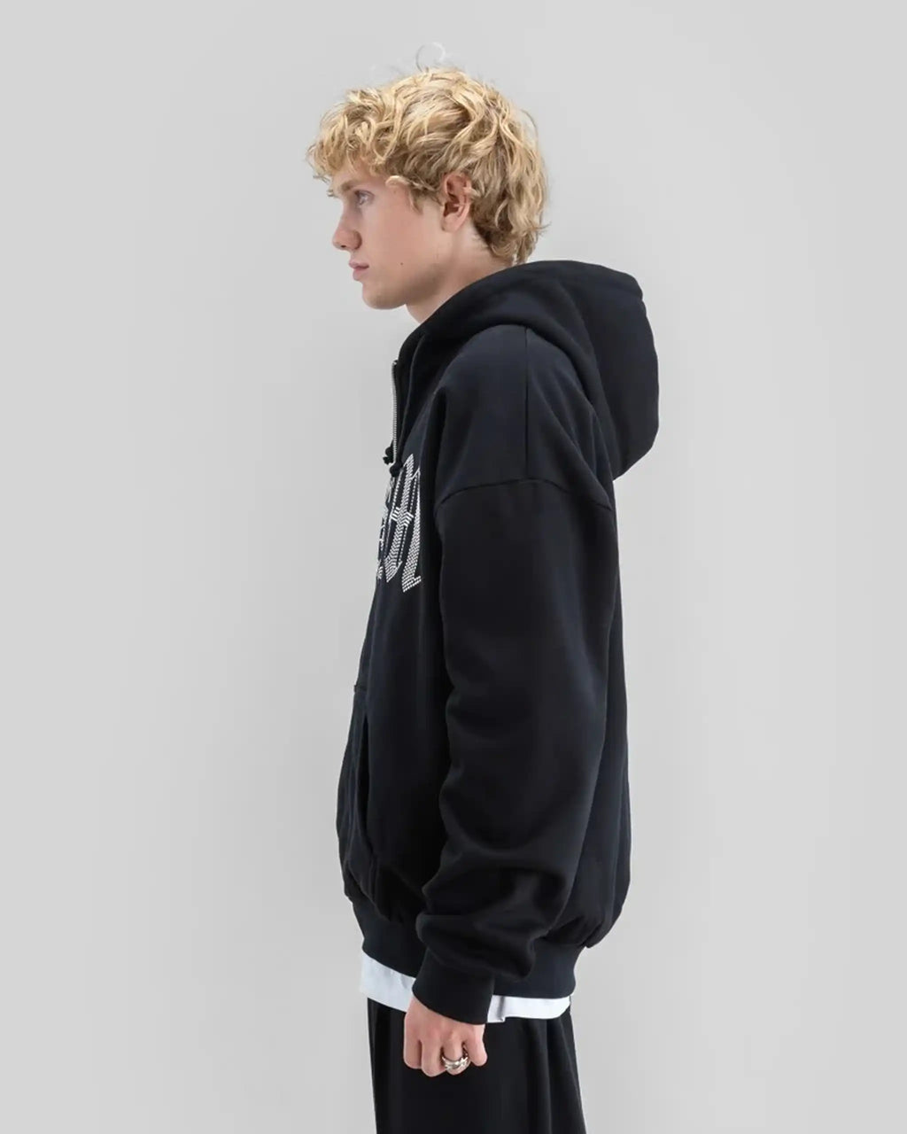 BEYOND MEDALS Stone Zip Hoodie - Black – view 3