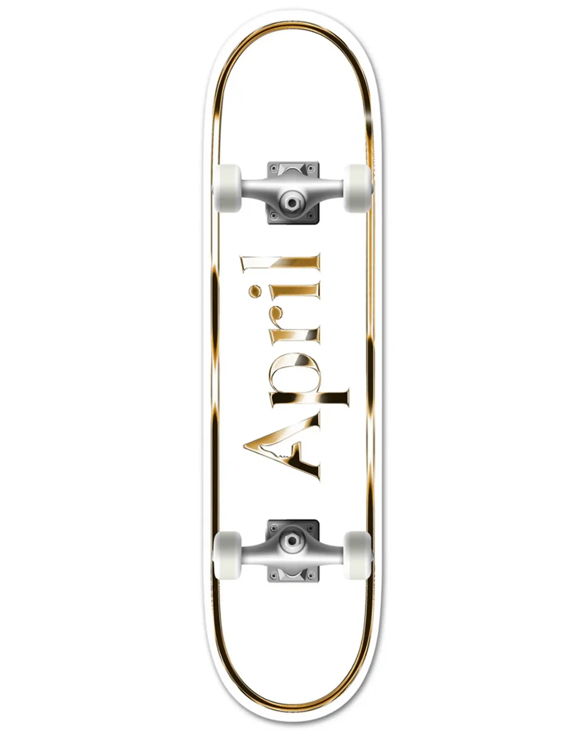 Skateboard Complet Og Logo Golden - White