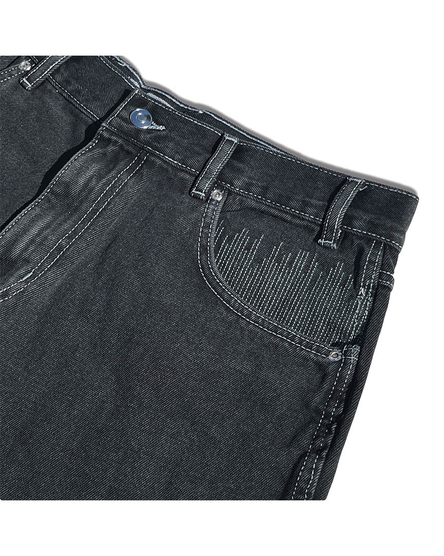 Frosted Cpu Jorts Baggy Shorts Off Black | Boutique Adrenaline