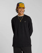 Numeric Waffle Knit Henle Long Sleeve T-Shirt - Black