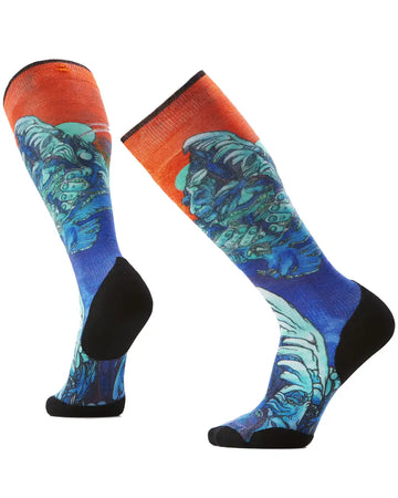 Ski Winter Haze Print Over The Calf Socks - Deep Navy