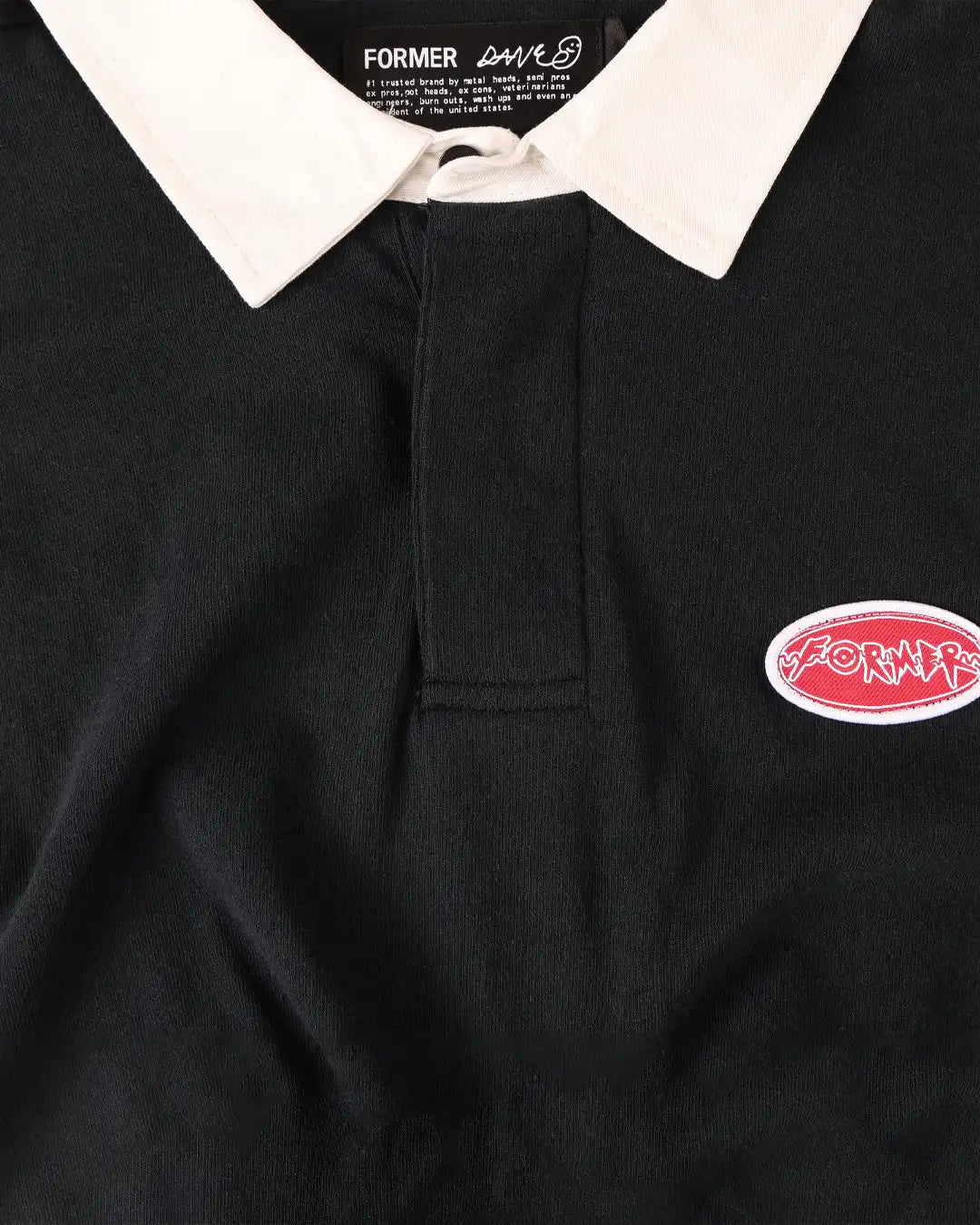 Reynolds Flatline Rugby Long Sleeve Polo Shirt - Black