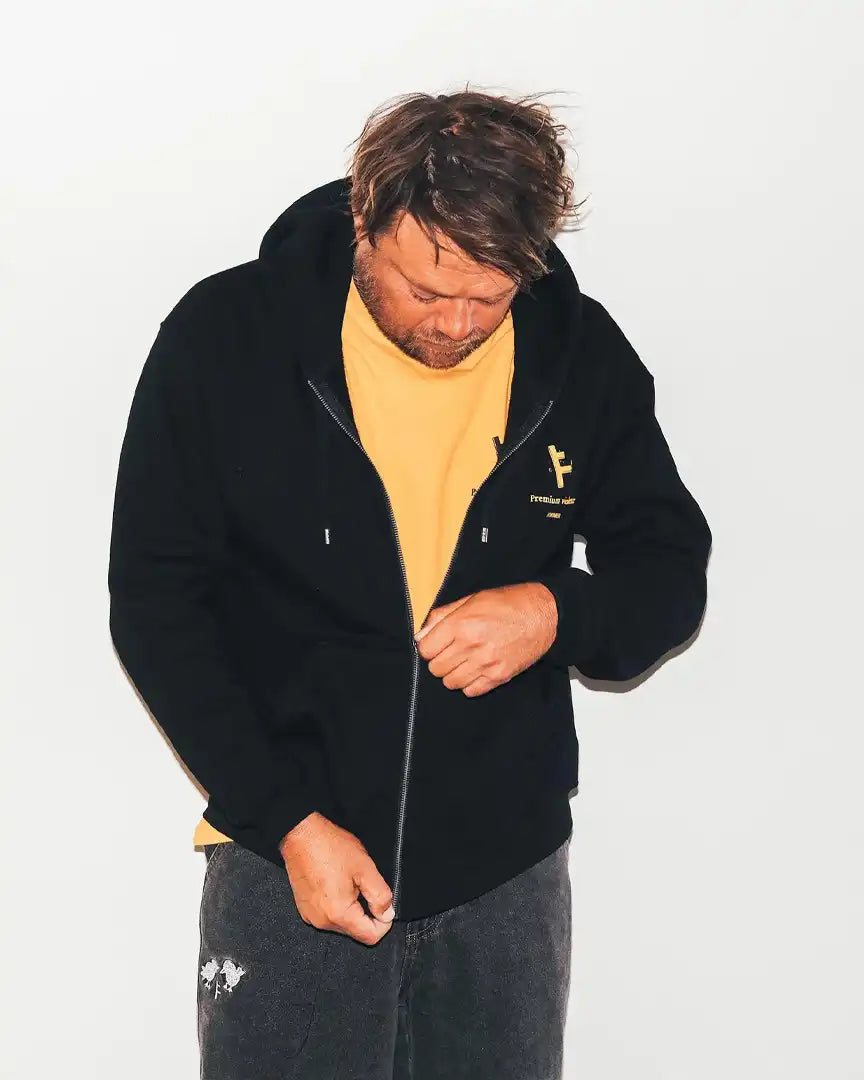 Hoodie Zip Slant F Zt - Black