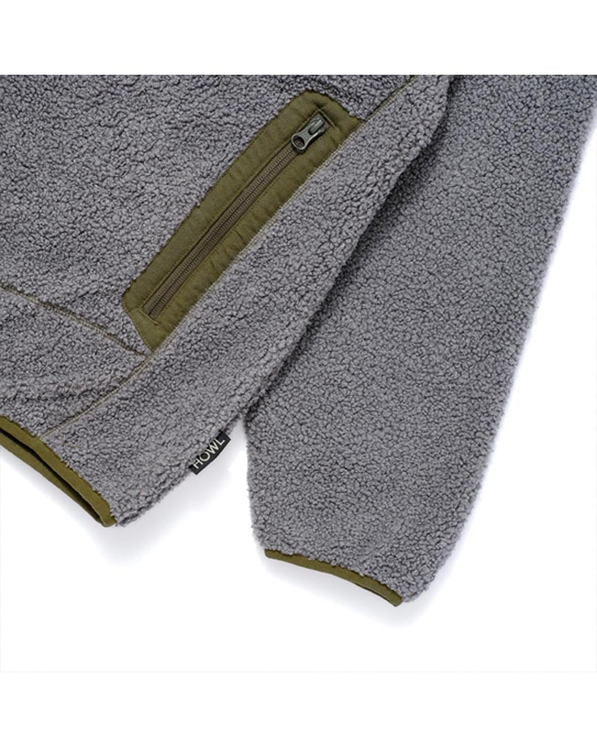 Textured Zip Up Fleece Jacket - Grey