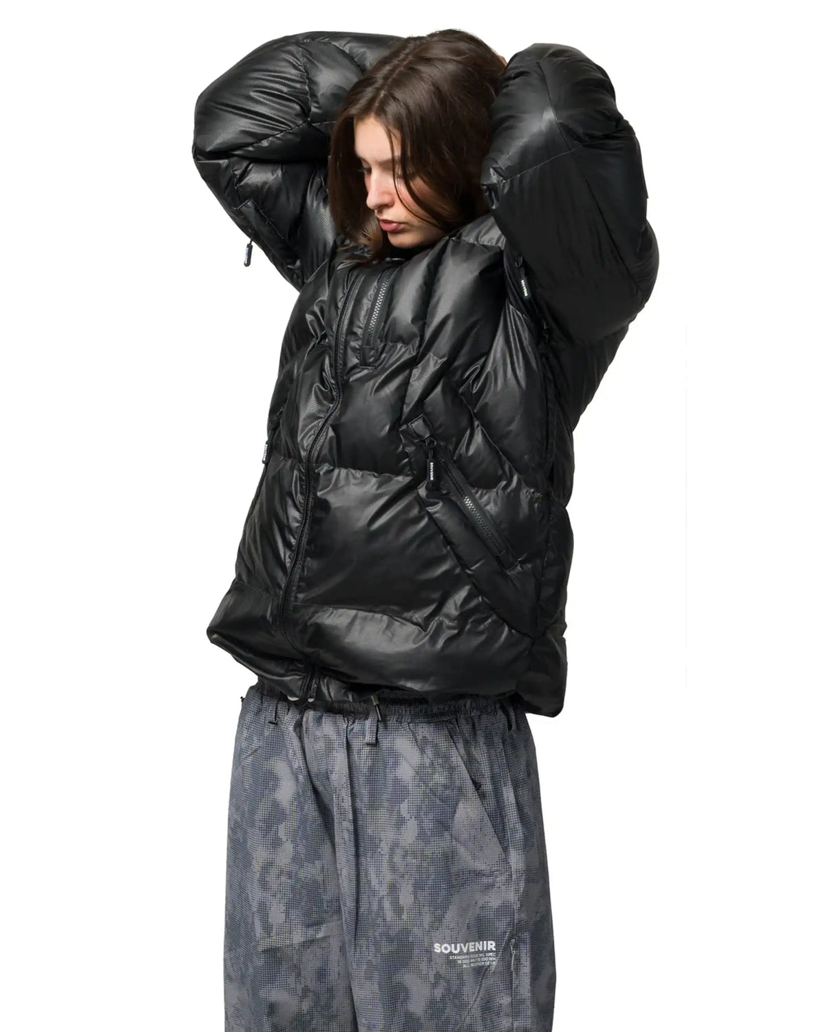 SOUVENIR Mountain Puffy Winter Jacket - Black – view 6
