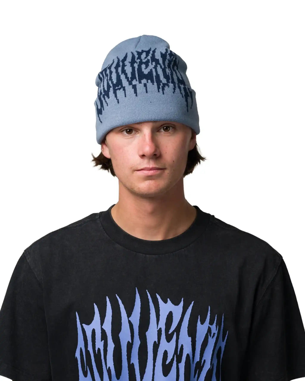 SOUVENIR Dirty Cuff Beanie - Blue Fog – view 3