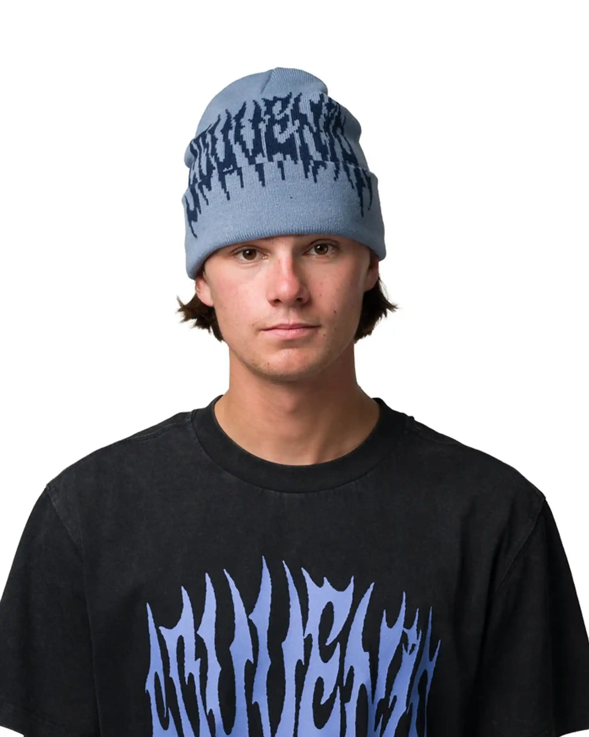 SOUVENIR Dirty Cuff Beanie - Blue Fog – view 3