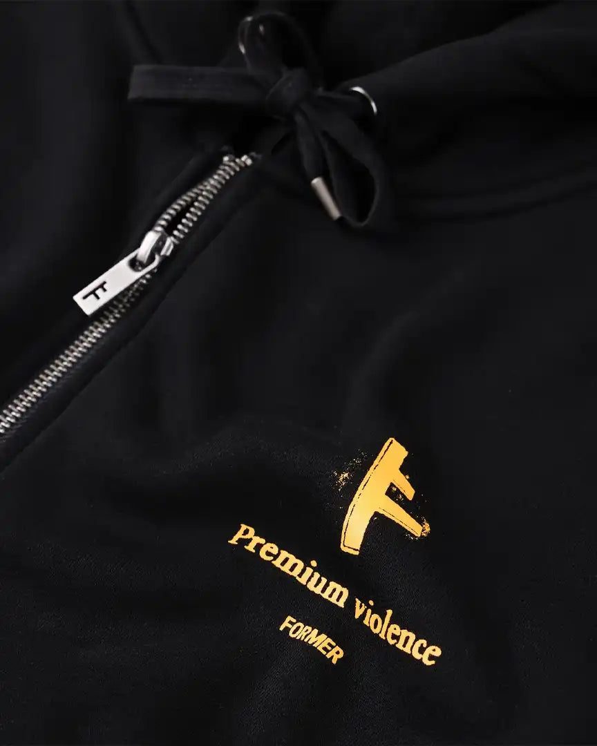 Hoodie Zip Slant F Zt - Black