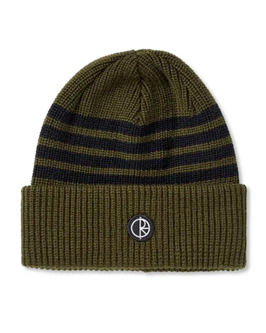 Stripe Merino Beanie Beanie - Army Green