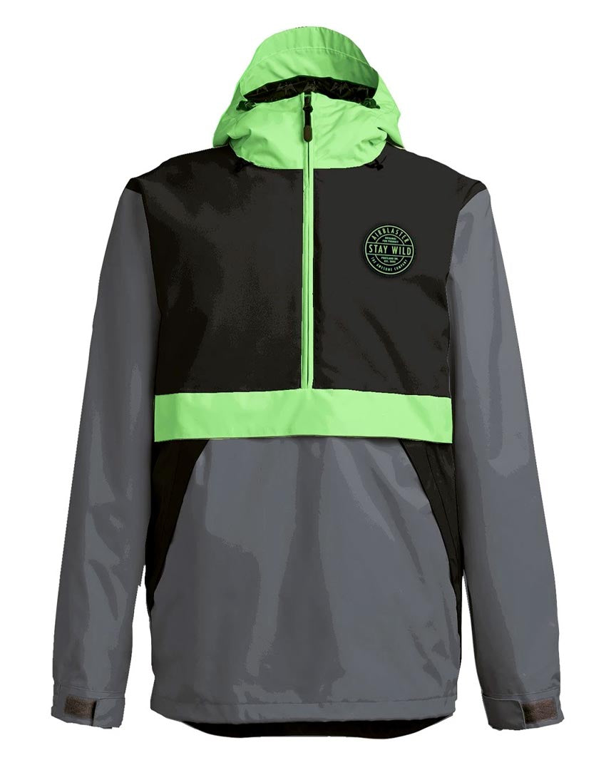 Trenchover Winter Jacket - Black Hot Green