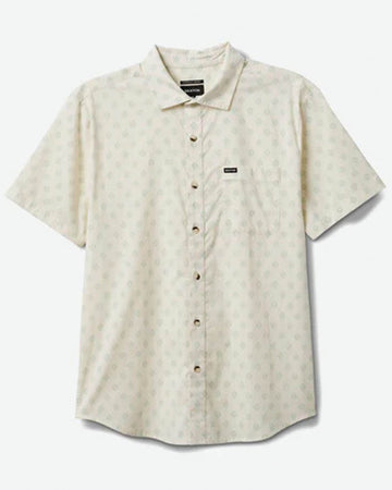 Charter Print S/S Wvn Shirt - Off White/Jade