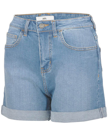 Wmn High Rise Roll Shorts - Ocean Wash