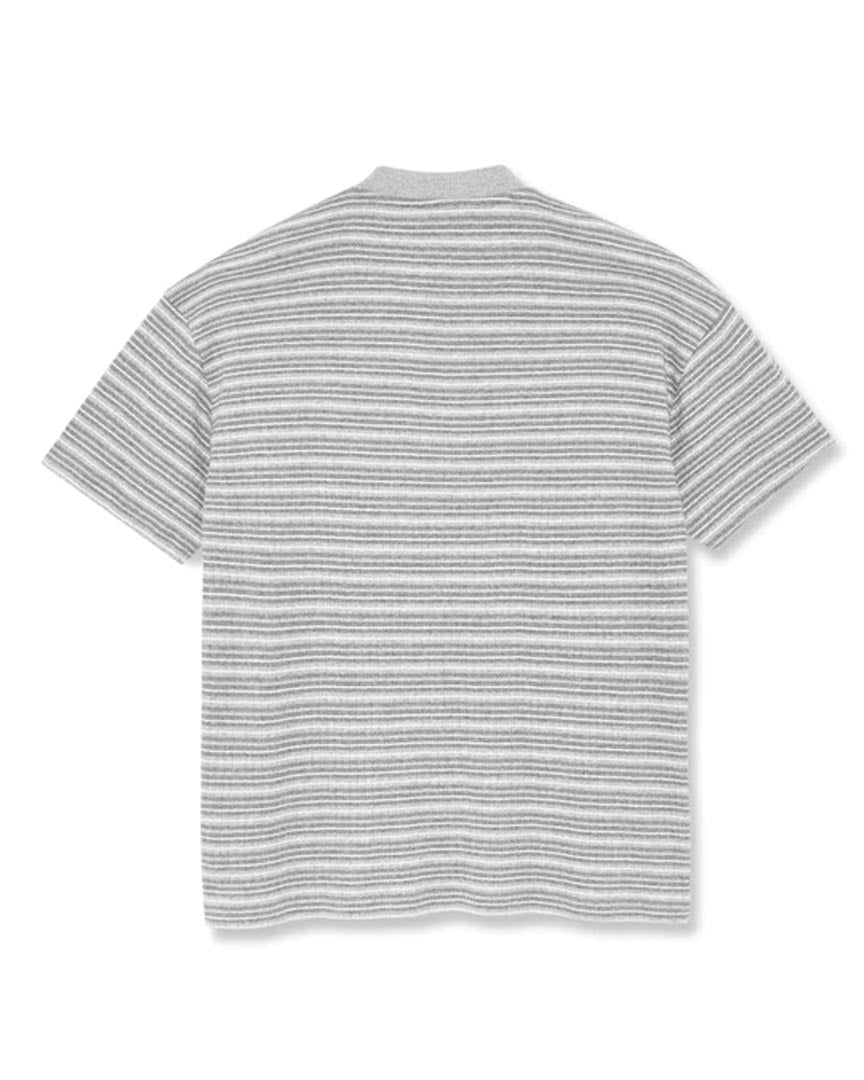 Stribe Rib Henley Tee T-Shirt - Heather Grey