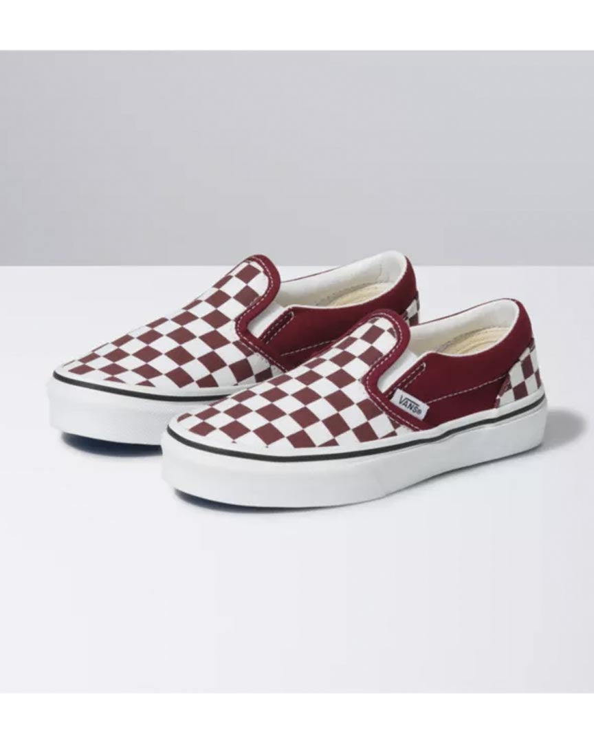 Kids Classic Slip-On Shoes - Checkerboard/Red