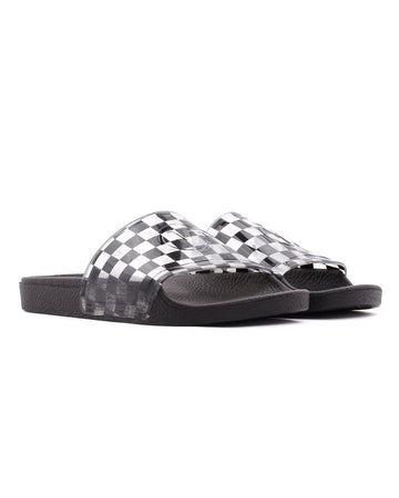 Zoe Slide-On Sandals - Checker Black