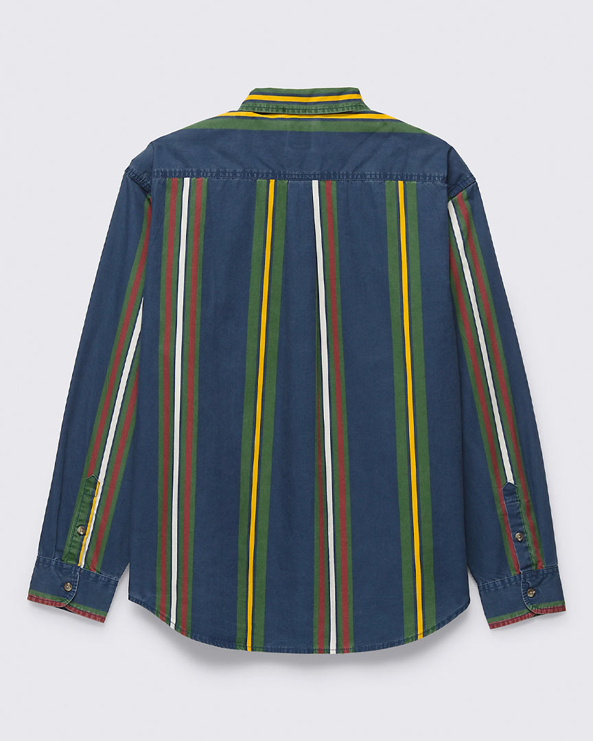 Kane Striped Vintage Wash Buttondown Shirt - Dress Blue