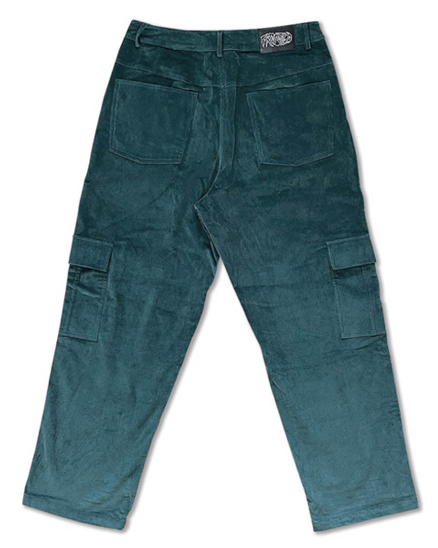Frosted Corduroy Cargo Pants - Forest Green