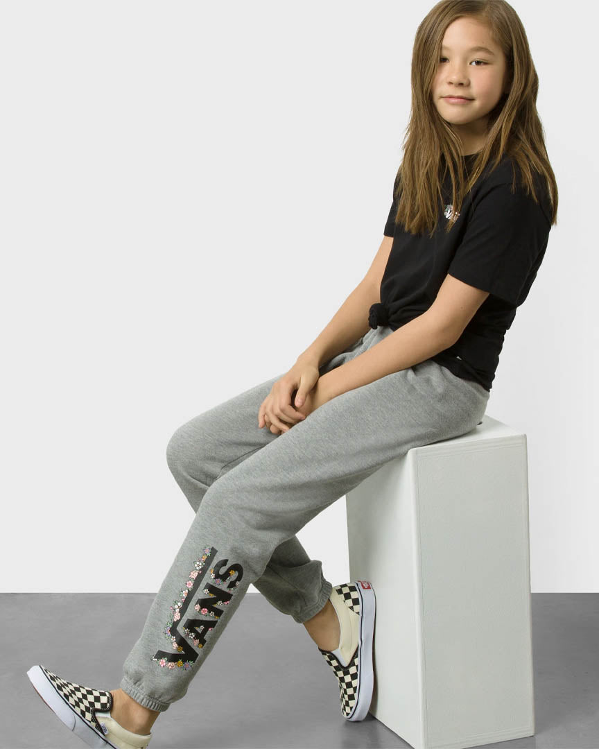 Girls Floral V Sweatpants - Heather Grey