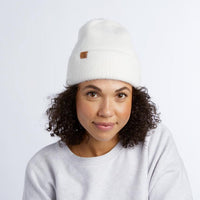 Pearl Fuzzy Knit Beanie - Off White