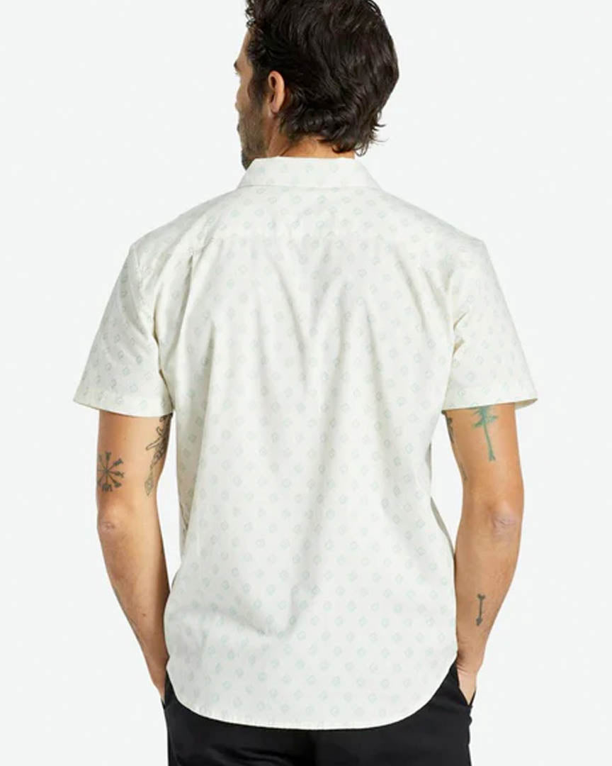 Charter Print S/S Wvn Shirt - Off White/Jade