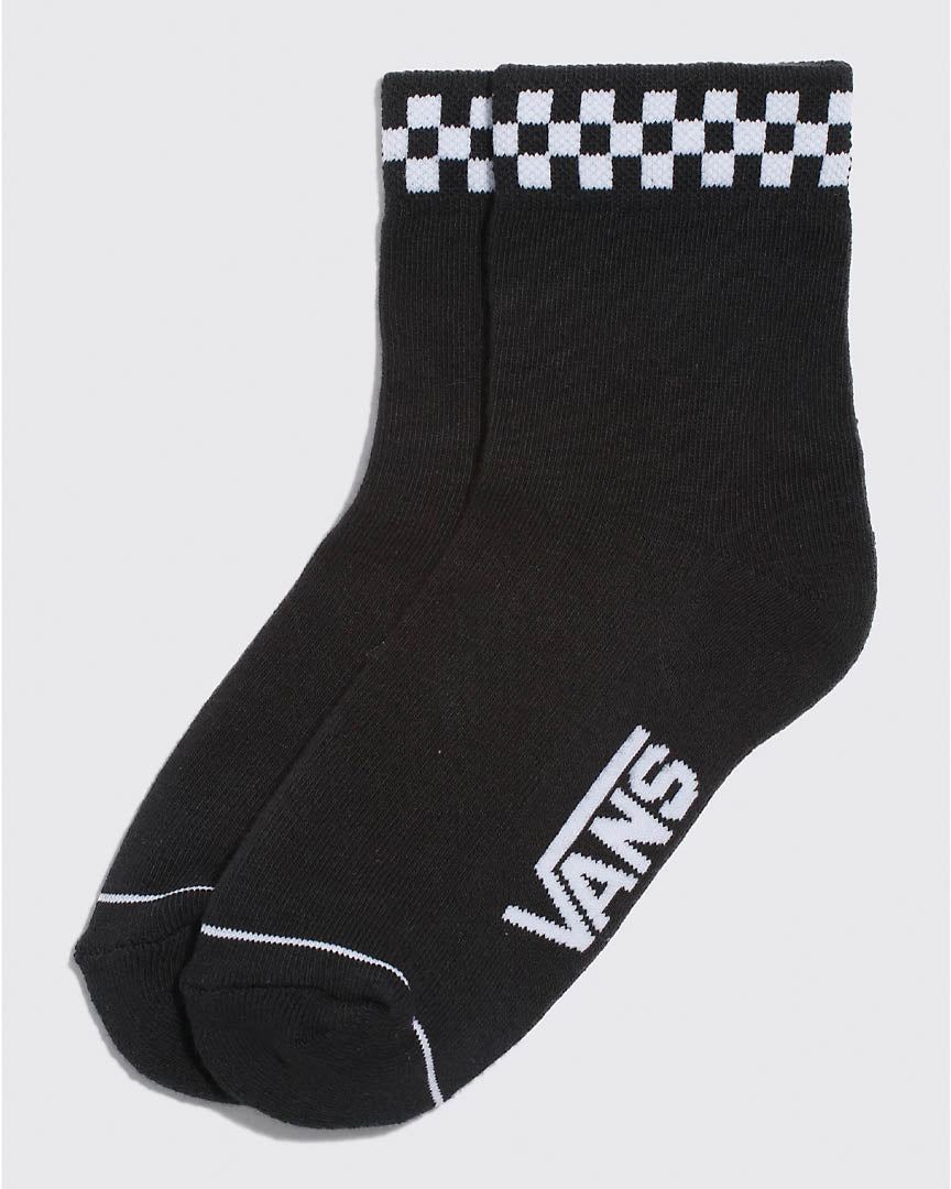Wmn Peek-A-Check Crew Socks - Black