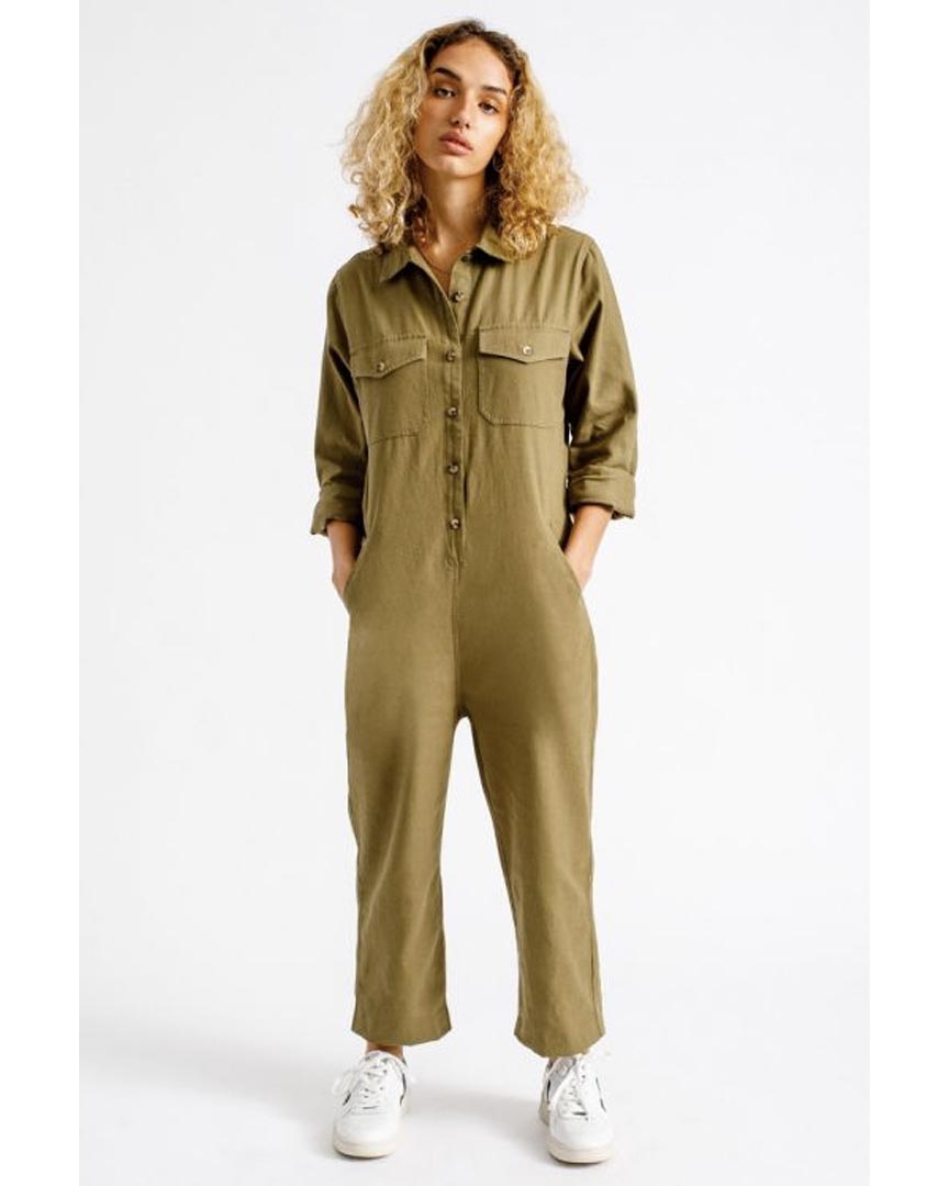 Salopette Melbourne Crop Overall - Washed Olive