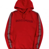 Stripe Po Hood Sweatshirt - Scarlet Red
