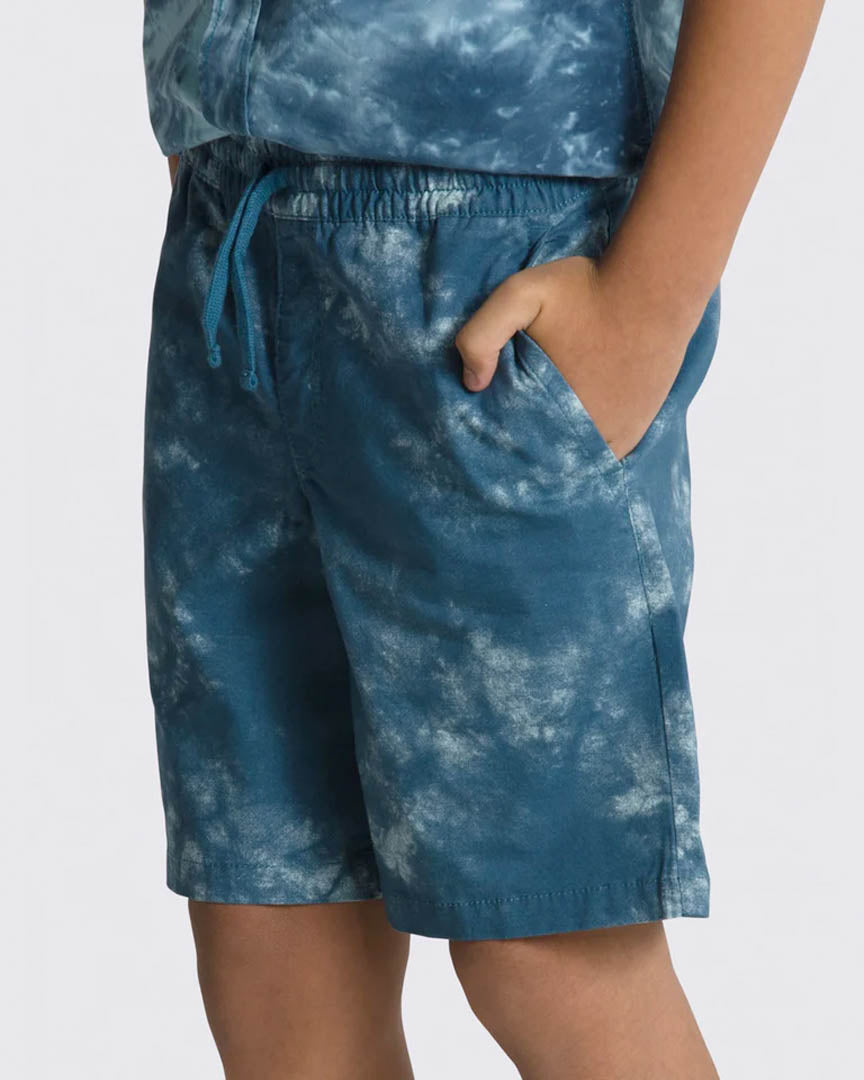 Kids Range Elastic Tie Dye Shorts - Vans Teal