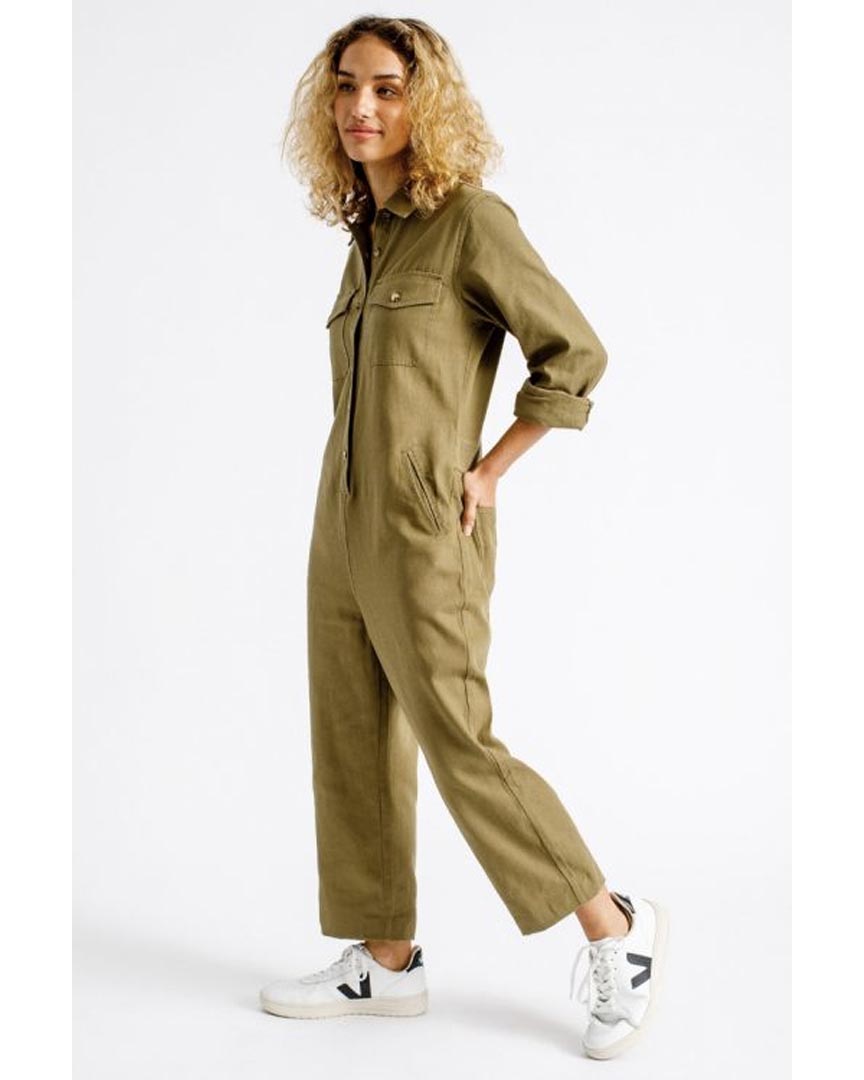 Salopette Melbourne Crop Overall - Washed Olive