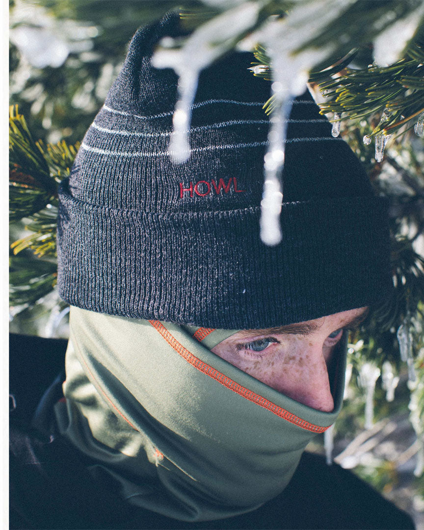 Stiped Reflective Beanie Beanie - Green