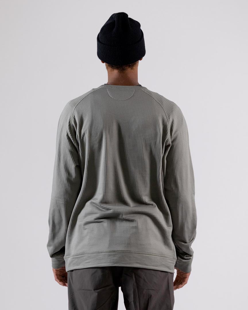 Flagship Recycled Grid Fleece Crew - Herb Green