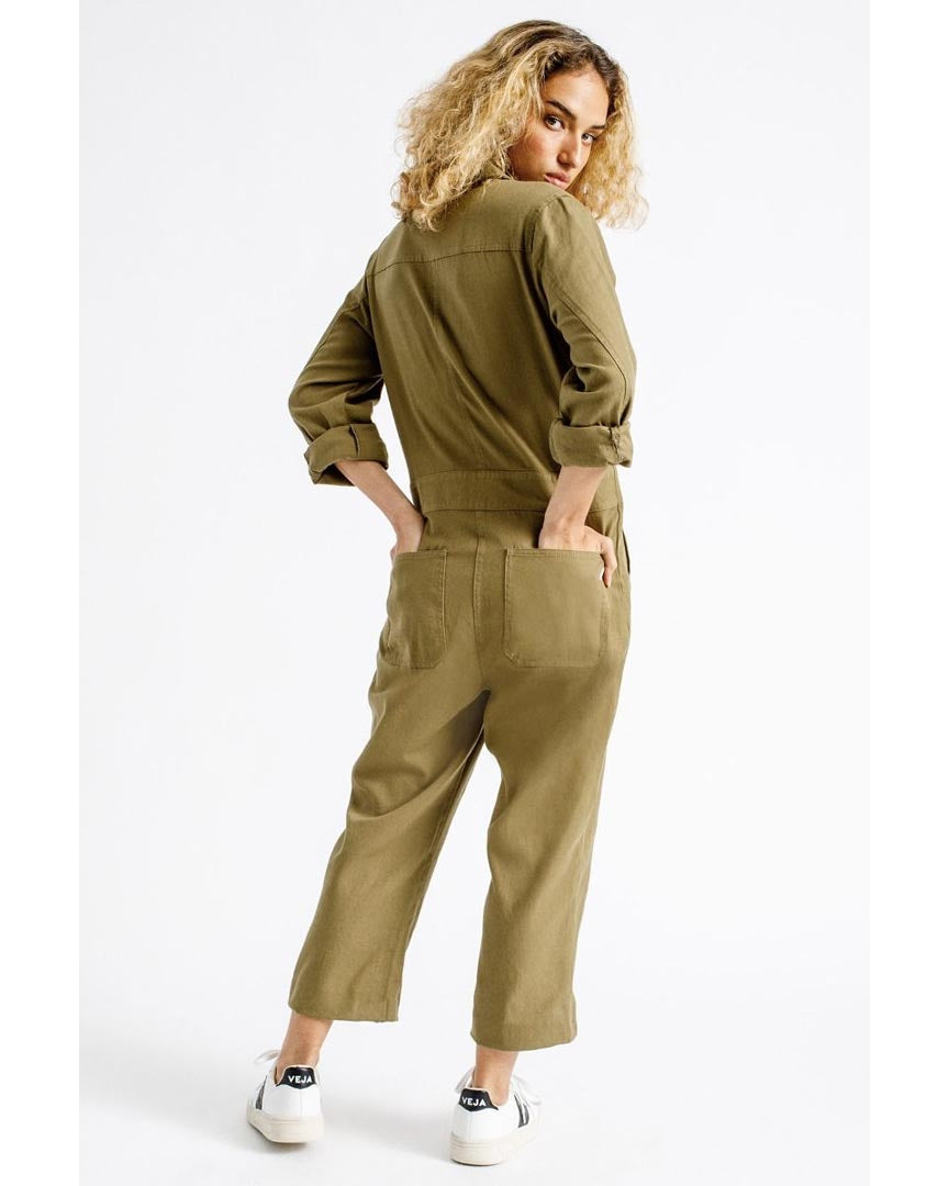 Melbourne Crop Overall Overalls - Washed Olive