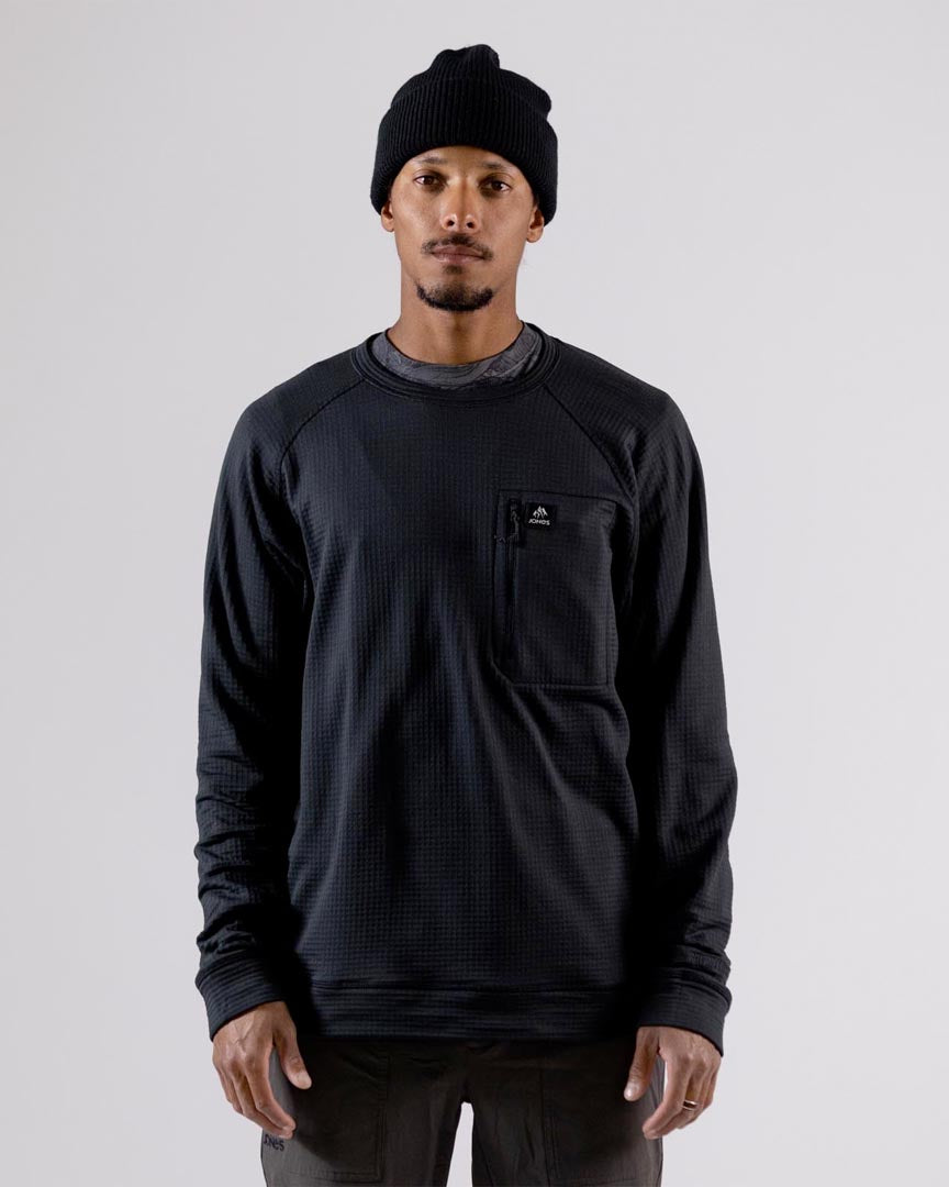 Flagship Recycled Grid Fleece Crew - Black