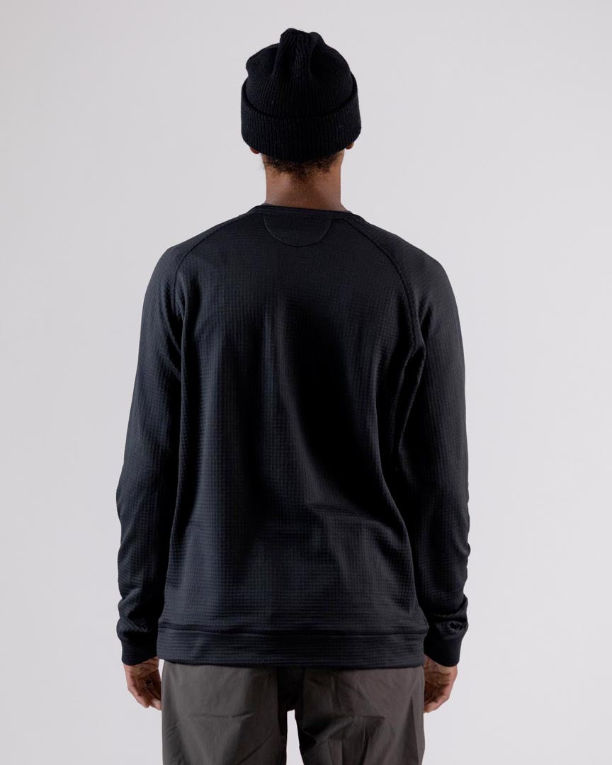 Flagship Recycled Grid Fleece Crew - Black