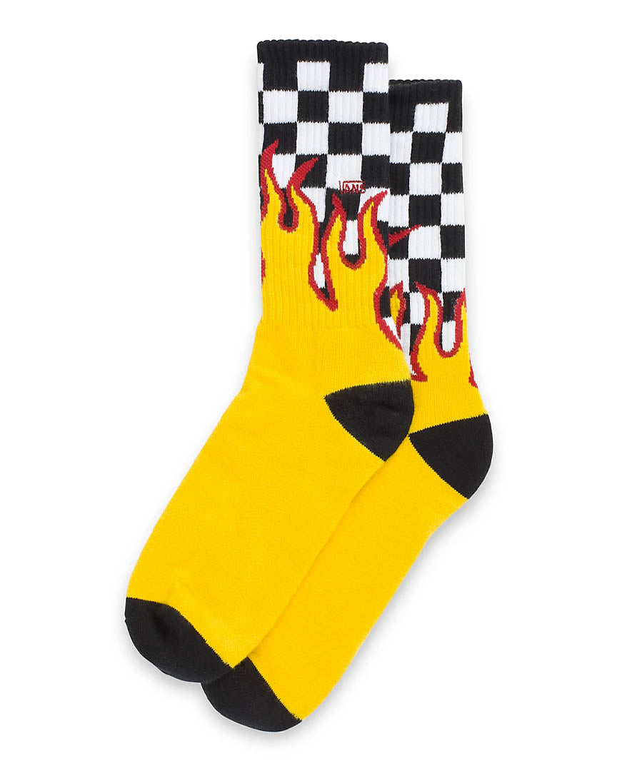 Flame Check Crew Socks - Black/White Checker