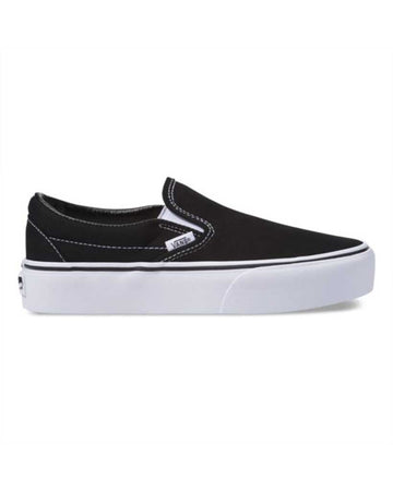 VANS WOMENS CLASSIC SLIP-ON PLATFORM BLACK SHOES