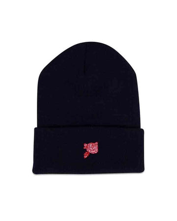 Rose Knit Beanie - Navy