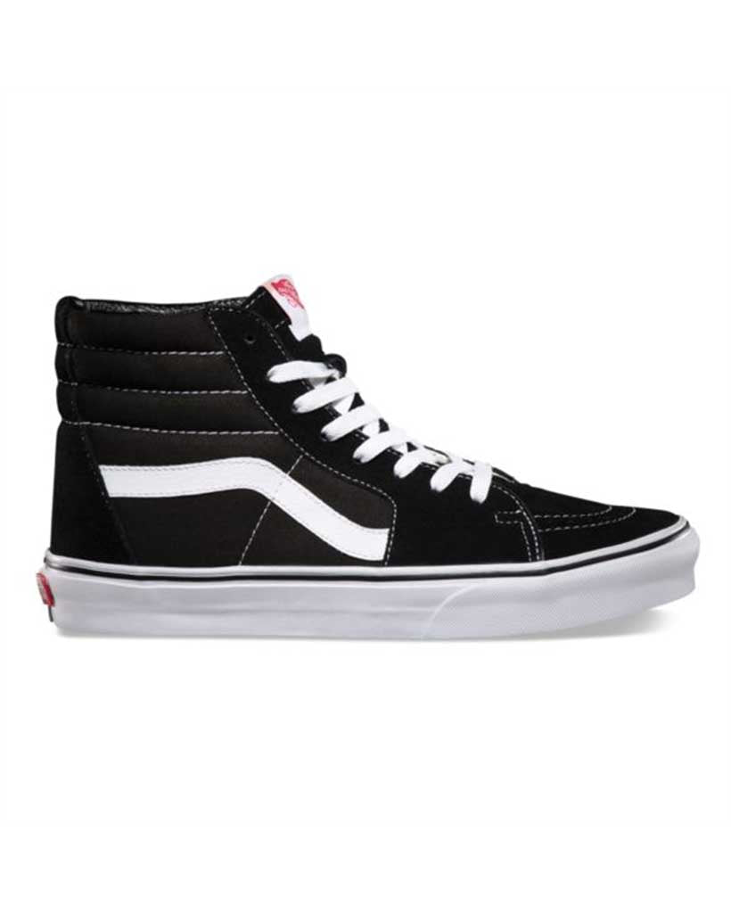 VANS ICONIC SK8-HI BLACK-BLACK-WHITE SKATE SHOES